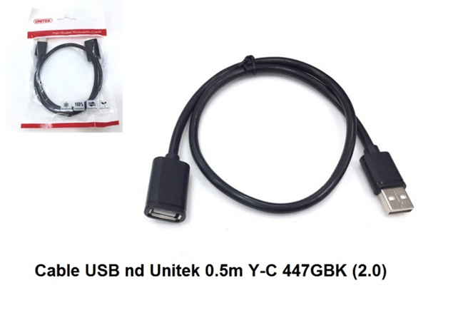 Cáp USB 2.0 nối dài Unitek 0.5m Y-C447GBK