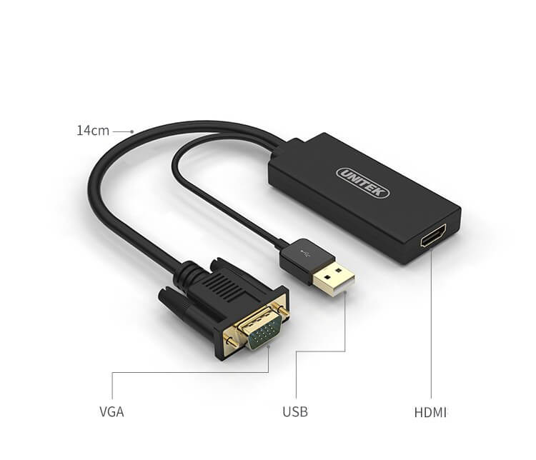Cáp chuyển đổi VGA sang HDMI + Audio Unitek Y-8711