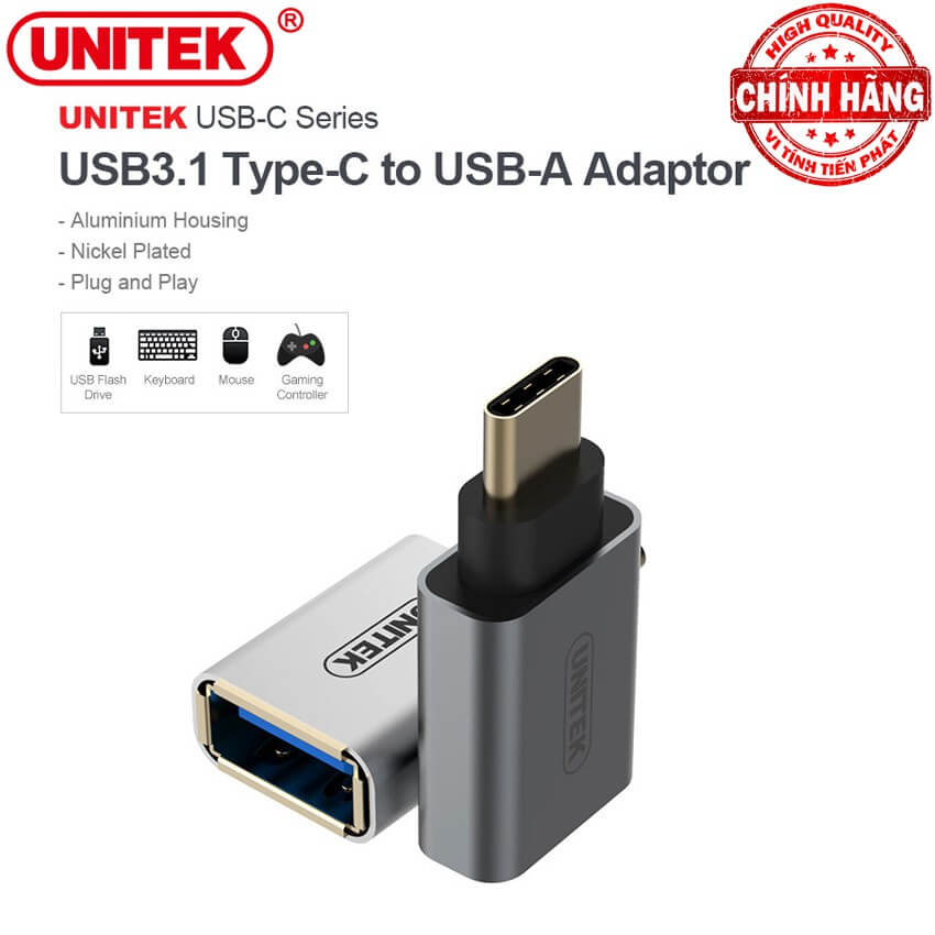 Đầu chuyển Type-C sang USB 3.0 Female OTG – Unitek Y-A025CGY