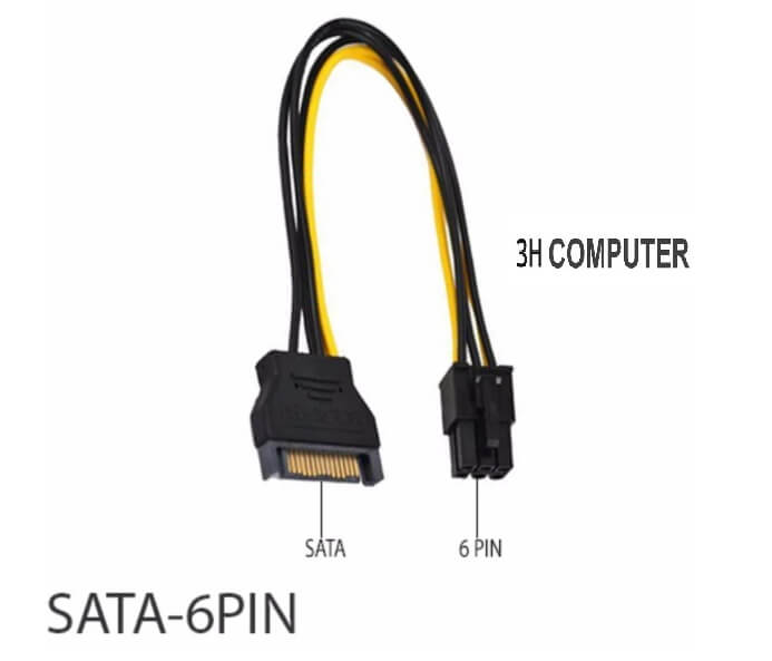 Cáp nguồn Sata sang 6 pin cho VGA card-20Cm- C10