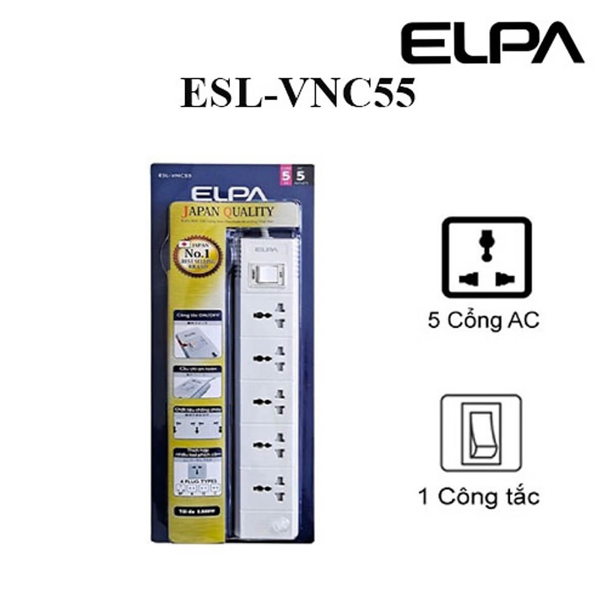 Ổ CẮM ĐIỆN ELPA ESL-VNC55